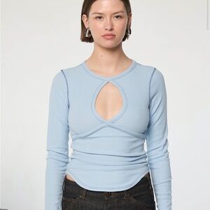 The Line by K Elishe Keyhole Top in Powder Blue